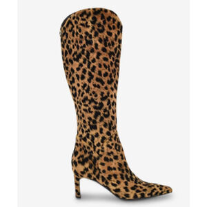 GUESS Women's Palisa Tall Pointed Toe Stiletto Dress Boots Size 7 Leopard NWT
